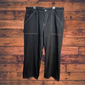 Forever 21+ Black Embroider Stitched Wide Leg Jeans 3X